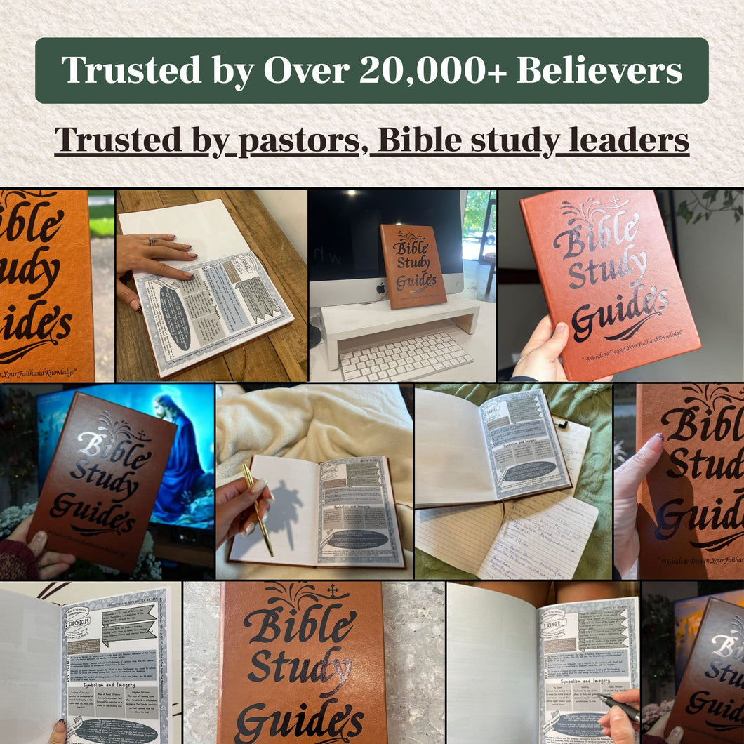 Collage of Bible study guide photographs